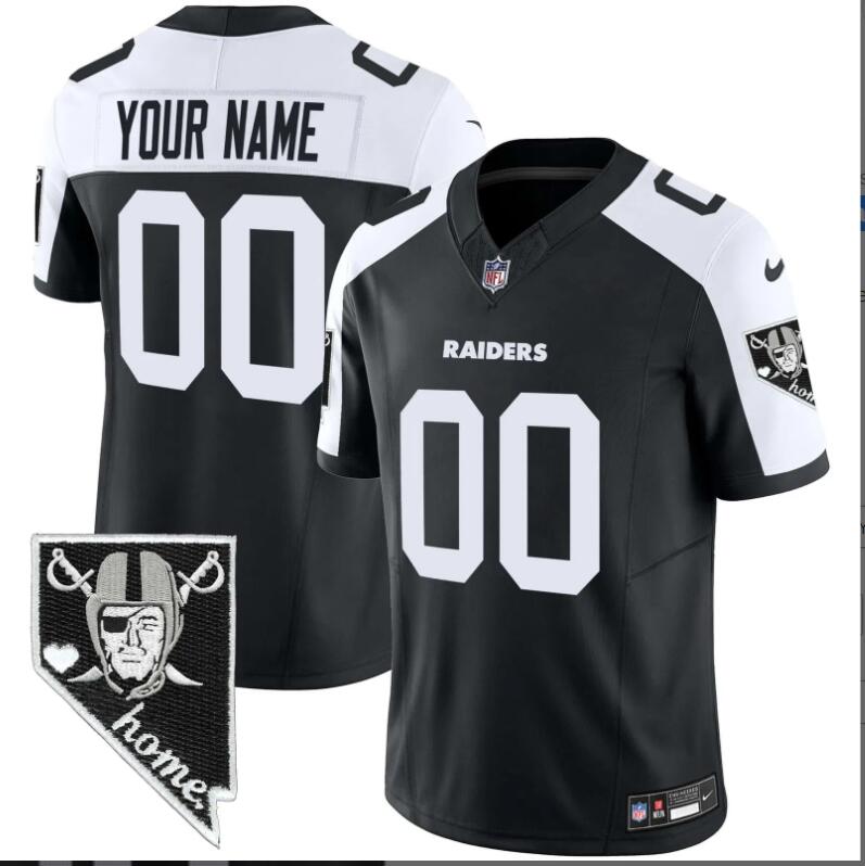 Men 2024 Nike NFL Oakland Raiders Nevada Home Patch Vapor Custom Jersey style 34